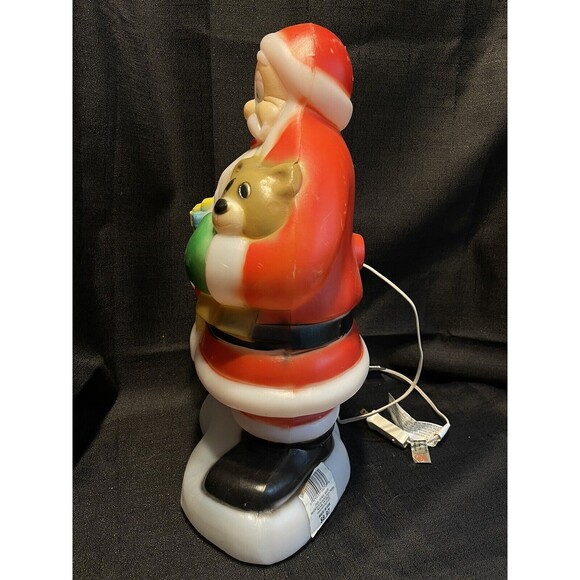 Vintage Santa Claus Blow Mold General Foam Christmas 18” Teddy Bear Gift W/cord - Picture 3 of 7